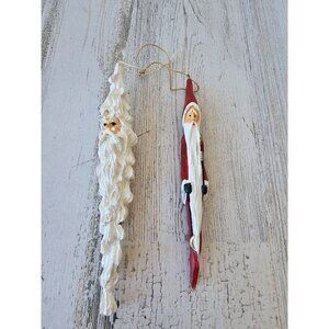 Glitter Santa icicle vintage‎ ornament set white red star Xmas tree